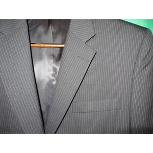 Jos. A. Bank Mens 46R Pinstripe Suit 100% Wool Charcoal Grey 2-Piece 40x26 Pants